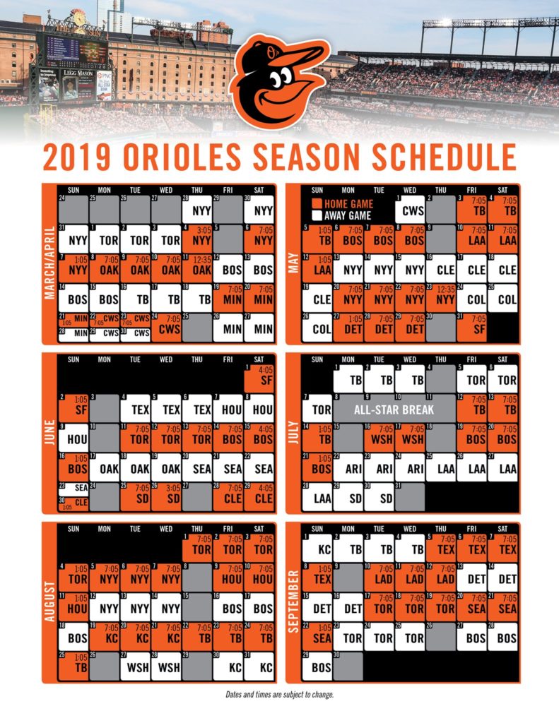 Orioles 2019 schedule released - Marylandsportsblog.com