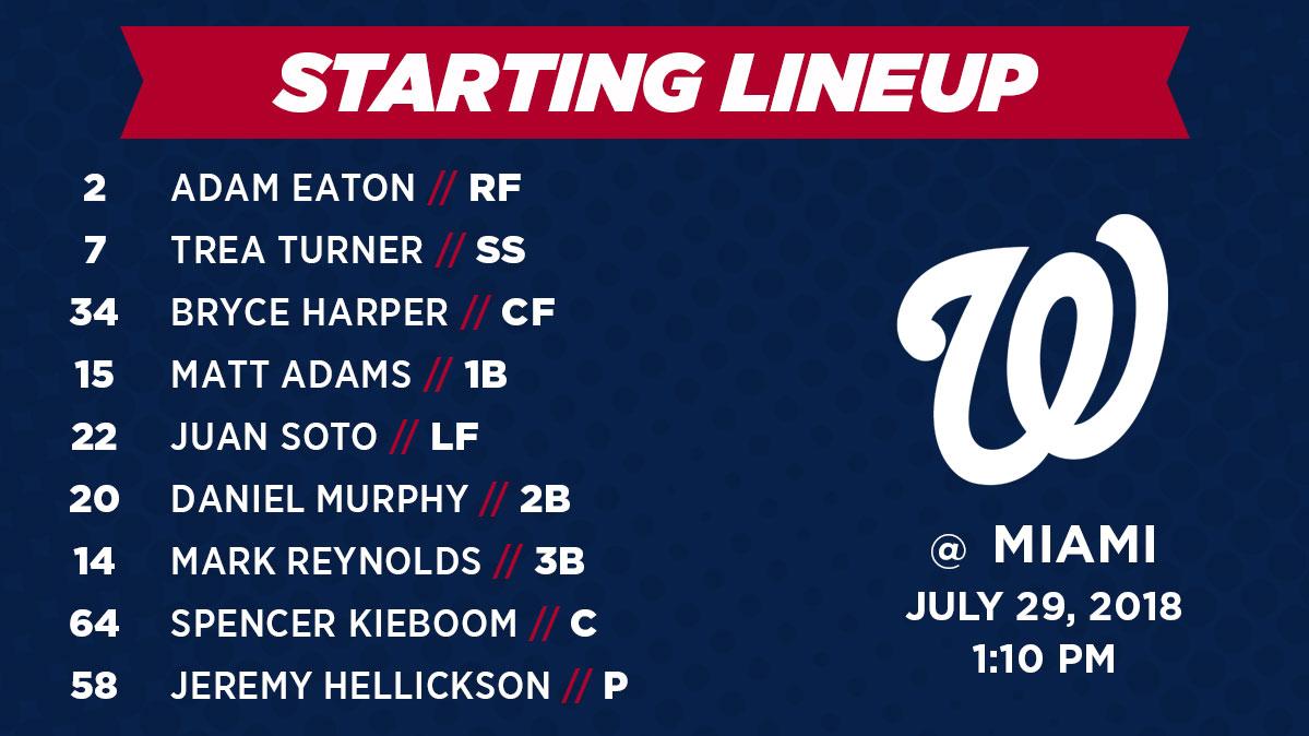 Nationals Lineup for 7/29/18
