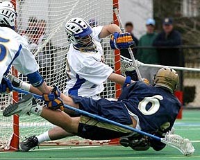 A "dive shot" in men's lacrosse