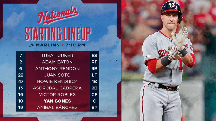 Nationals lineup; 9/20/19