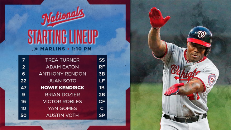 Nationals lineup; 9/22/19
