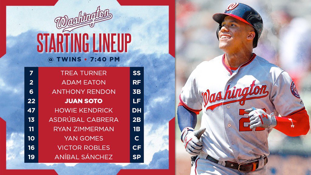 Nationals lineup; 9/10/19