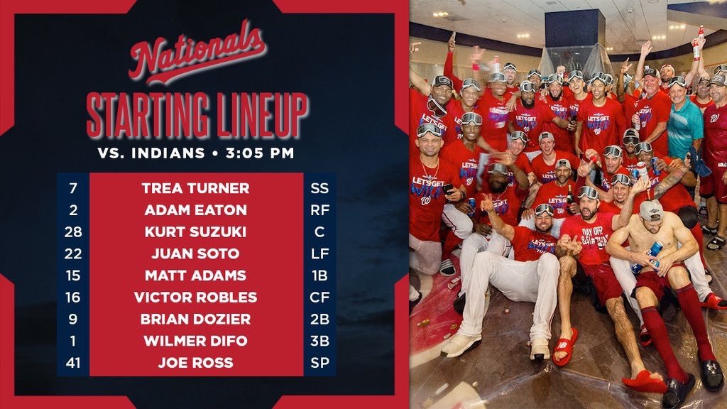 Nationals look to sweep Indians for regular season finale; lineup: 9/29/19