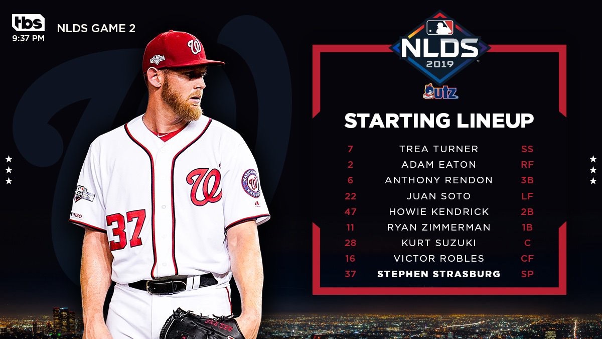Nationals and Dodgers to face off in Game 2 of NLDS; lineup: 10/4/19