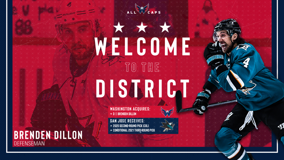 Caps acquire defenseman Dillon from Sharks