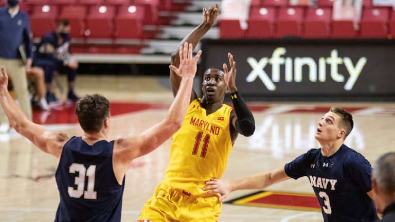 Terps hold a steady course to sink Midshipmen of Navy 82 – 52.