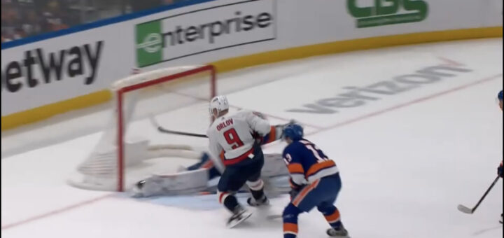 Dimitry Orlov scores the winning goal in overtime against the NY Islanders in NHL action on 1/16/23