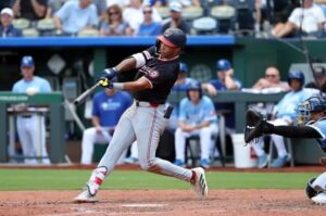 Daylen Lile connects against the Royals