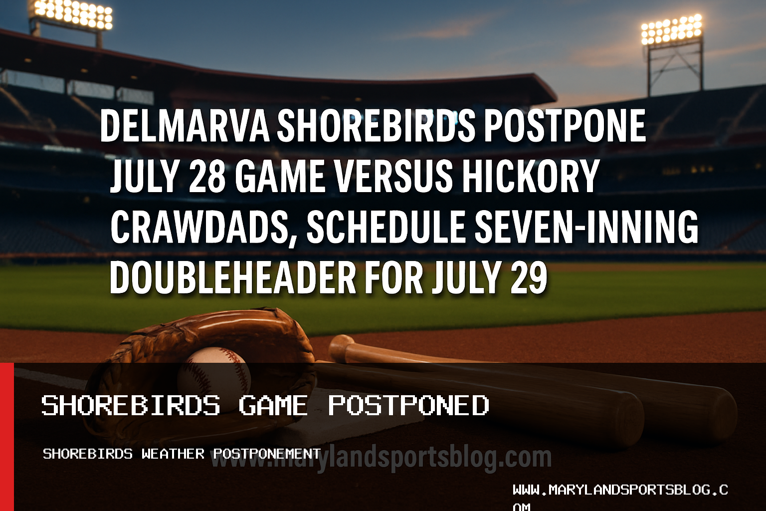 Delmarva Shorebirds Postpone July 28 Game Versus Hickory Crawdads, Schedule Seven-Inning Doubleheader for July 29 featured image