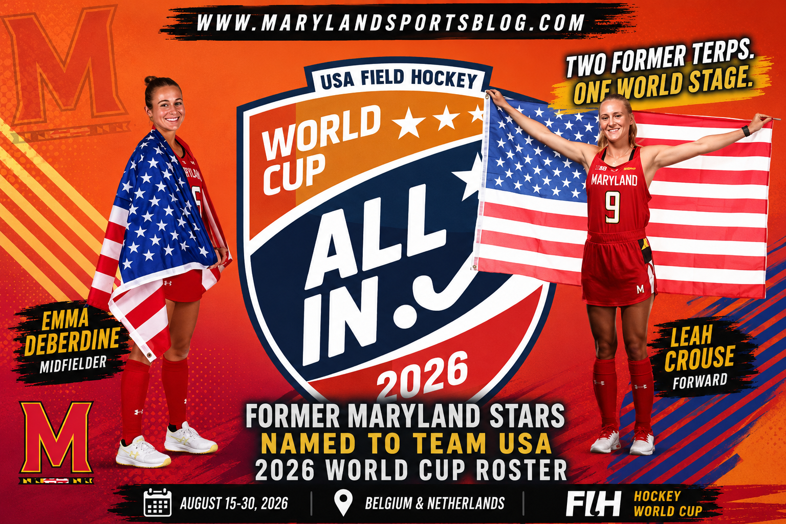 Former Maryland Field Hockey Stars Earn Spots on Team USA’s 2026 FIH Hockey World Cup Roster