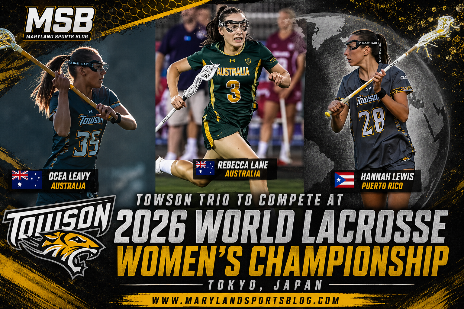 Towson Trio Set to Represent Their Nations at 2026 World Lacrosse Women’s Championship