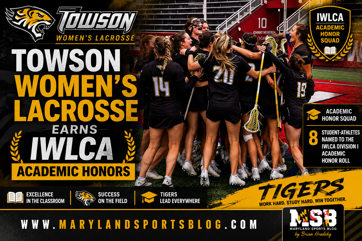 Towson Women’s Lacrosse Earns IWLCA Academic Recognition, Eight Tigers Honored for Excellence in the Classroom