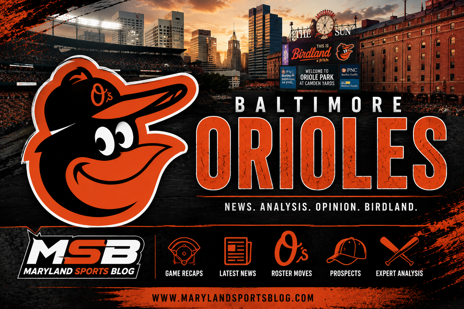 Stay up to date with the latest Baltimore Orioles news, game recaps, trade rumors, prospect reports, roster moves, MLB Draft coverage, injury updates, and expert analysis from Maryland Sports Blog. Our Orioles coverage features in-depth game breakdowns, player profiles, minor league updates, opinion columns, and exclusive commentary on everything happening in Birdland. Whether you're following the big league club at Camden Yards or tracking the future stars throughout the Orioles farm system, Maryland Sports Blog delivers fast, factual, and comprehensive coverage for Orioles fans across Maryland and beyond.