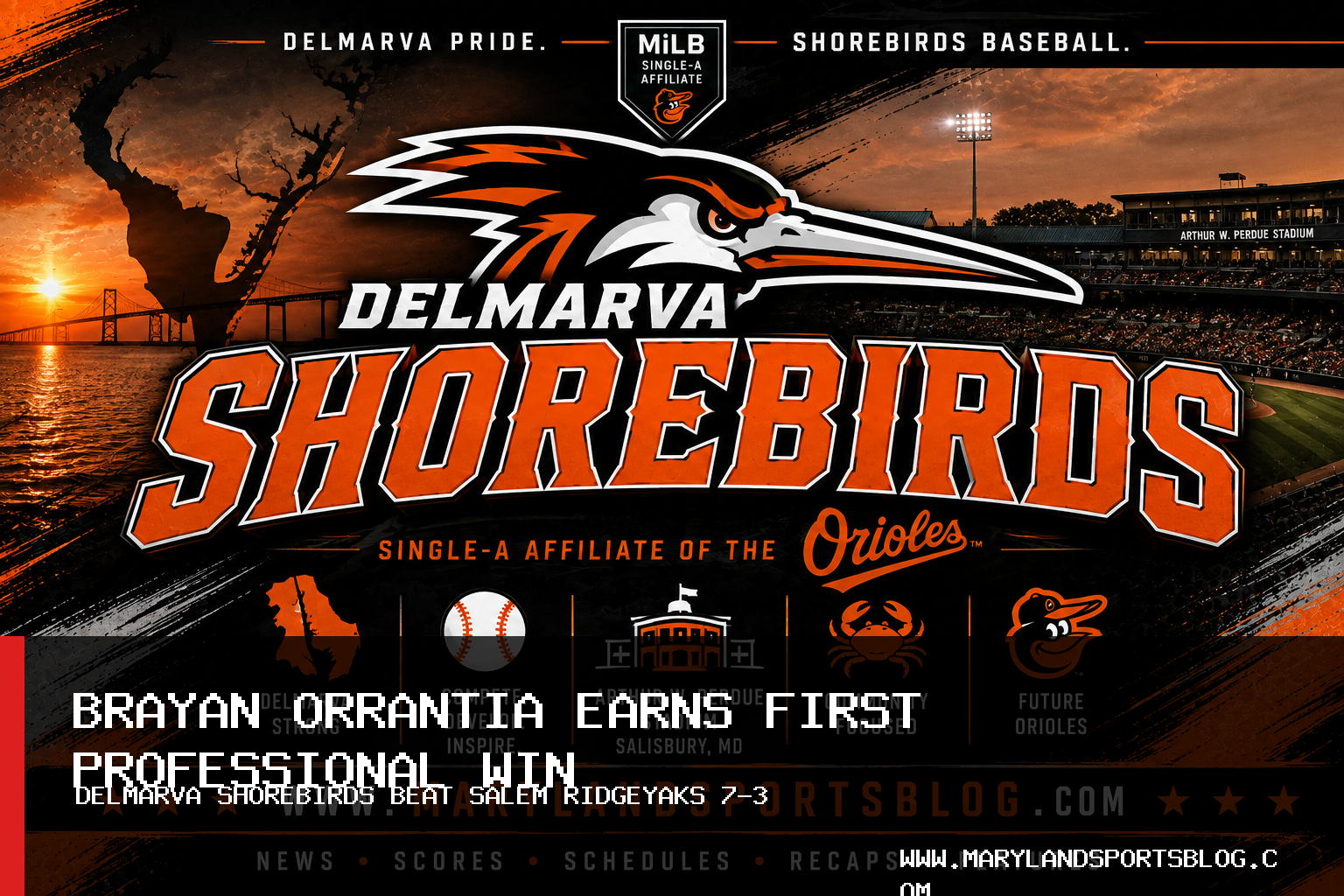 Delmarva Shorebirds Beat Salem RidgeYaks 7-3 as Brayan Orrantia Earns First Professional Win featured image