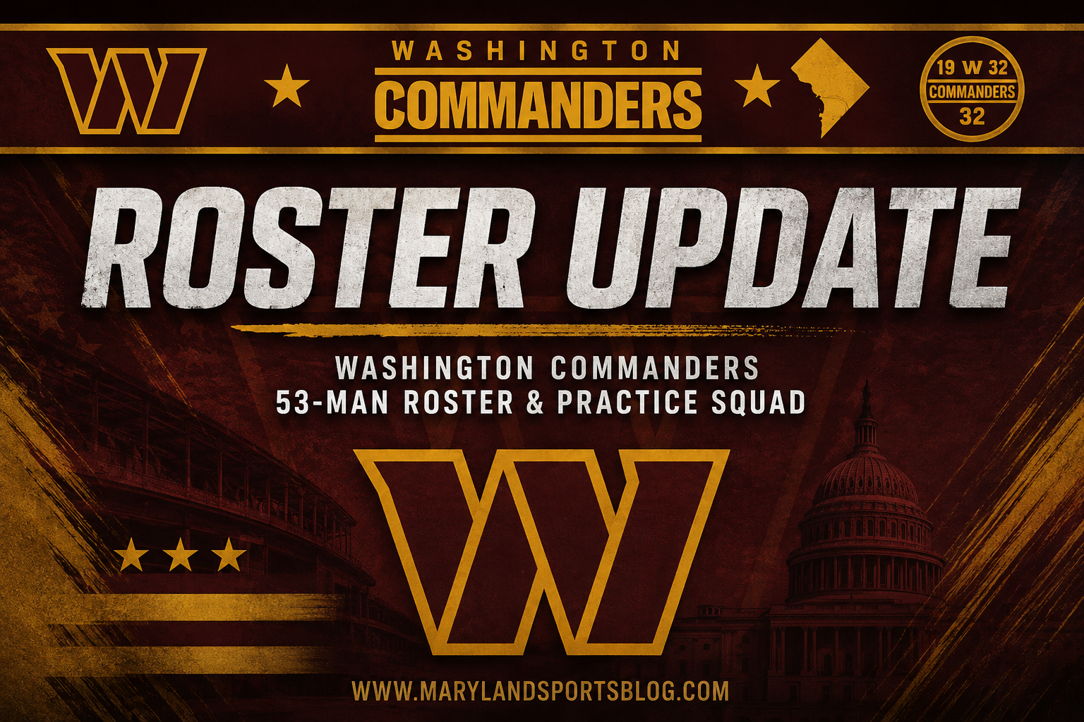 Commanders Set 53-Man Roster, Bring Back Hartman and 11 Others on Practice Squad