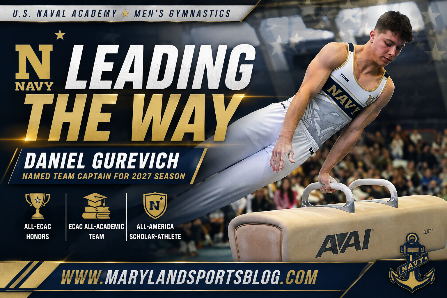 Navy Gymnastics Names Daniel Gurevich Team Captain for 2027 Season