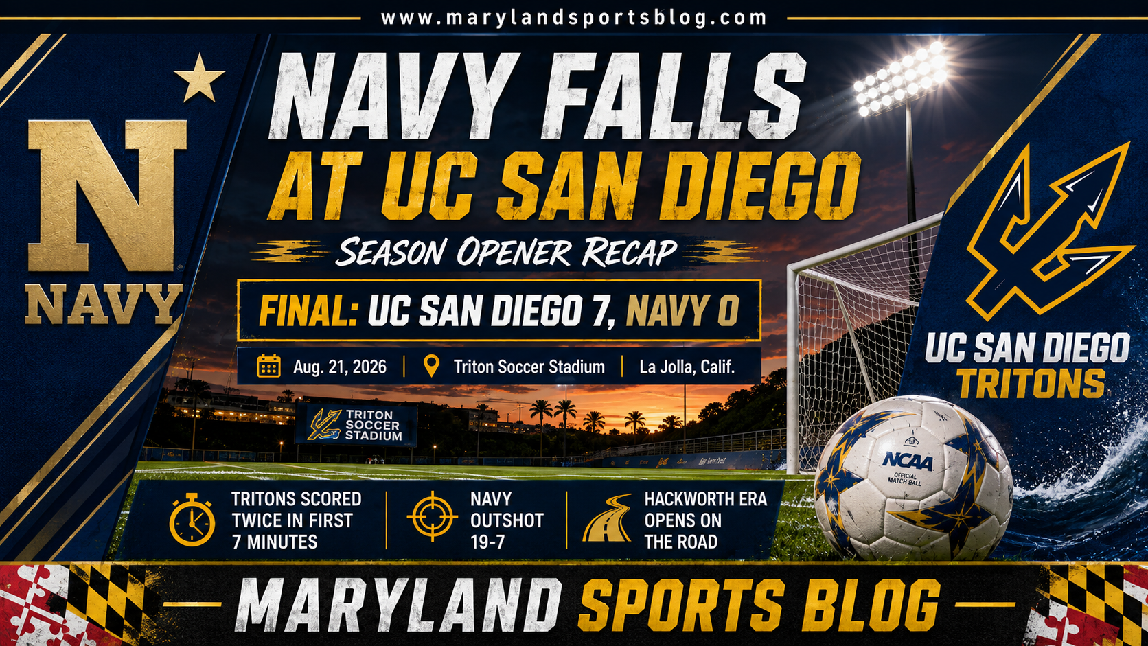 Navy Men’s Soccer Falls 7-0 to UC San Diego in Season Opener