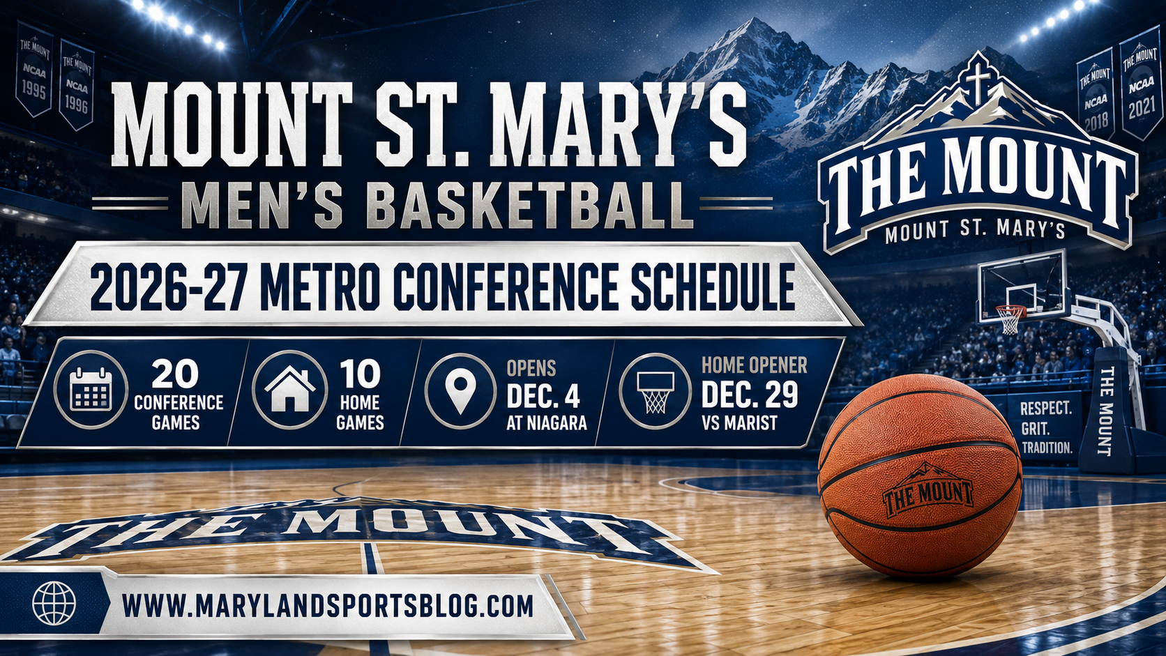 Mount St. Mary’s Men’s Basketball Unveils 20-Game Metro Conference Schedule for 2026-27