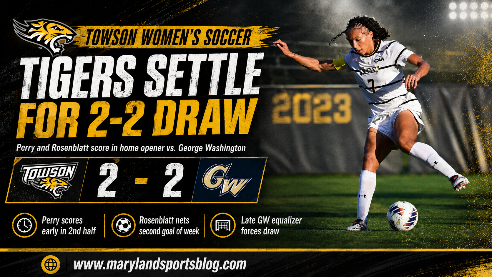 Perry, Rosenblatt Score Again as Towson Settles for 2-2 Draw With George Washington