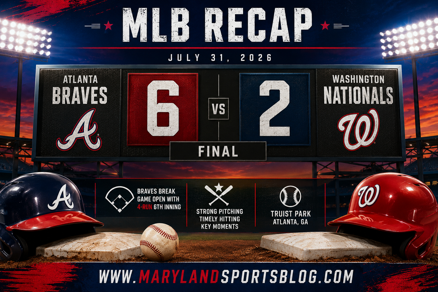 Braves Pull Away with Four-Run Sixth to Defeat Nationals 6-2