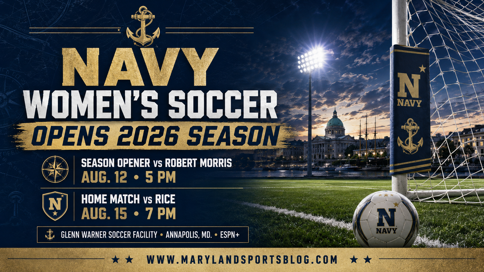 Navy Women’s Soccer Opens 2026 Season With Home Matchups Against Robert Morris, Rice