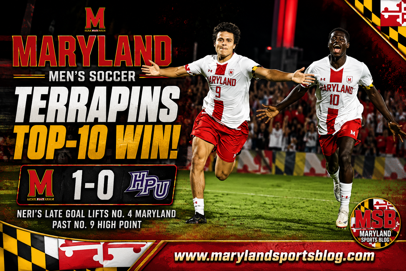 Neri’s Late Winner Lifts No. 4 Maryland Men’s Soccer Past No. 9 High Point, 1-0