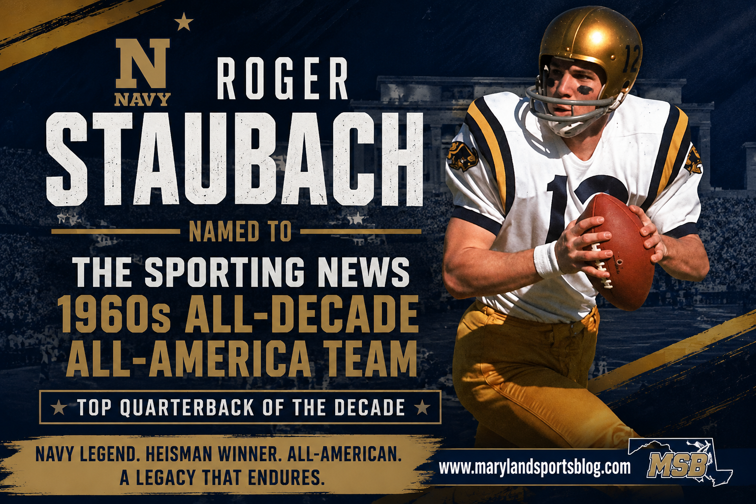 Roger Staubach Earns Another Historic Honor with Sporting News All-Decade All-America Selection