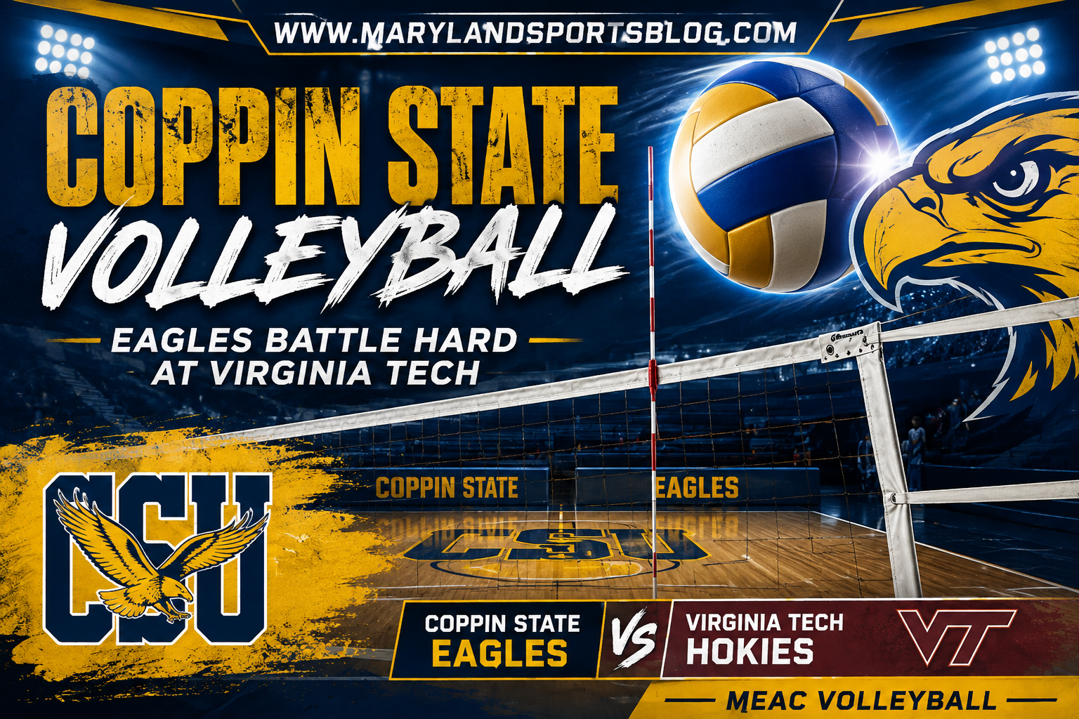 Coppin State Volleyball Battles Virginia Tech Before Falling in Four Sets