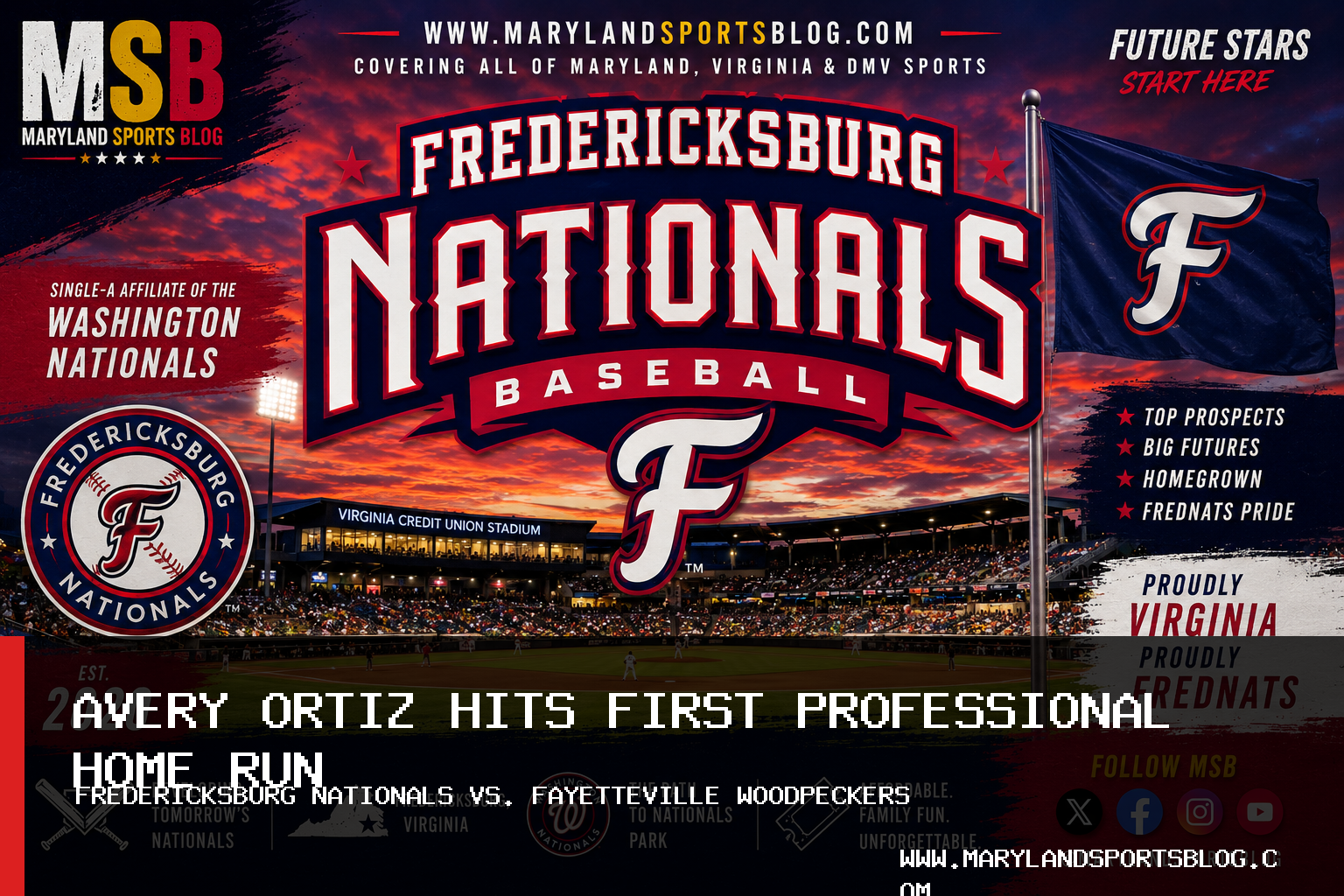 Fredericksburg Nationals Lose 11-4 to Fayetteville Woodpeckers as Avery Ortiz Hits First Professional Home Run featured image