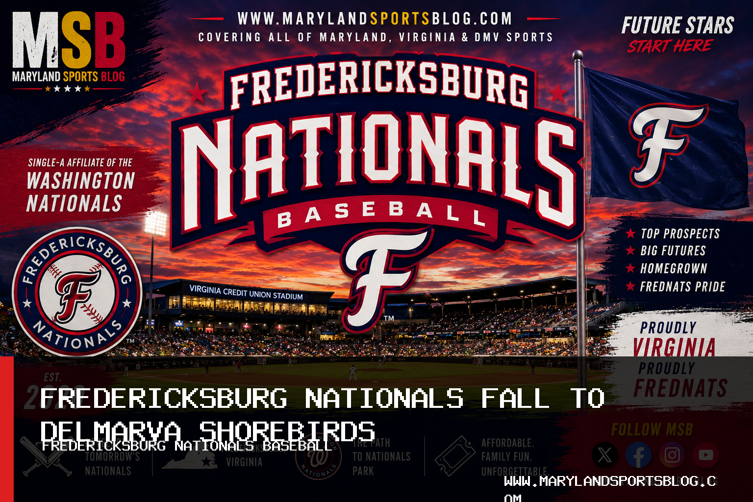 Fredericksburg Nationals Walk 20 Times in 18-7 Loss to Delmarva Shorebirds featured image