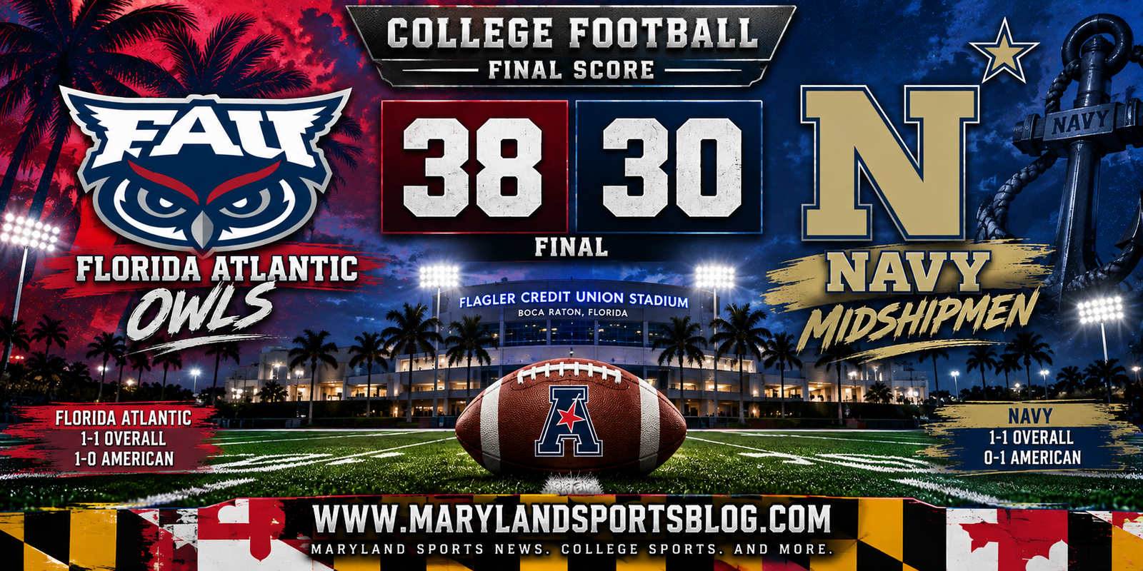 Navy’s furious comeback falls short in 38-30 loss at Florida Atlantic