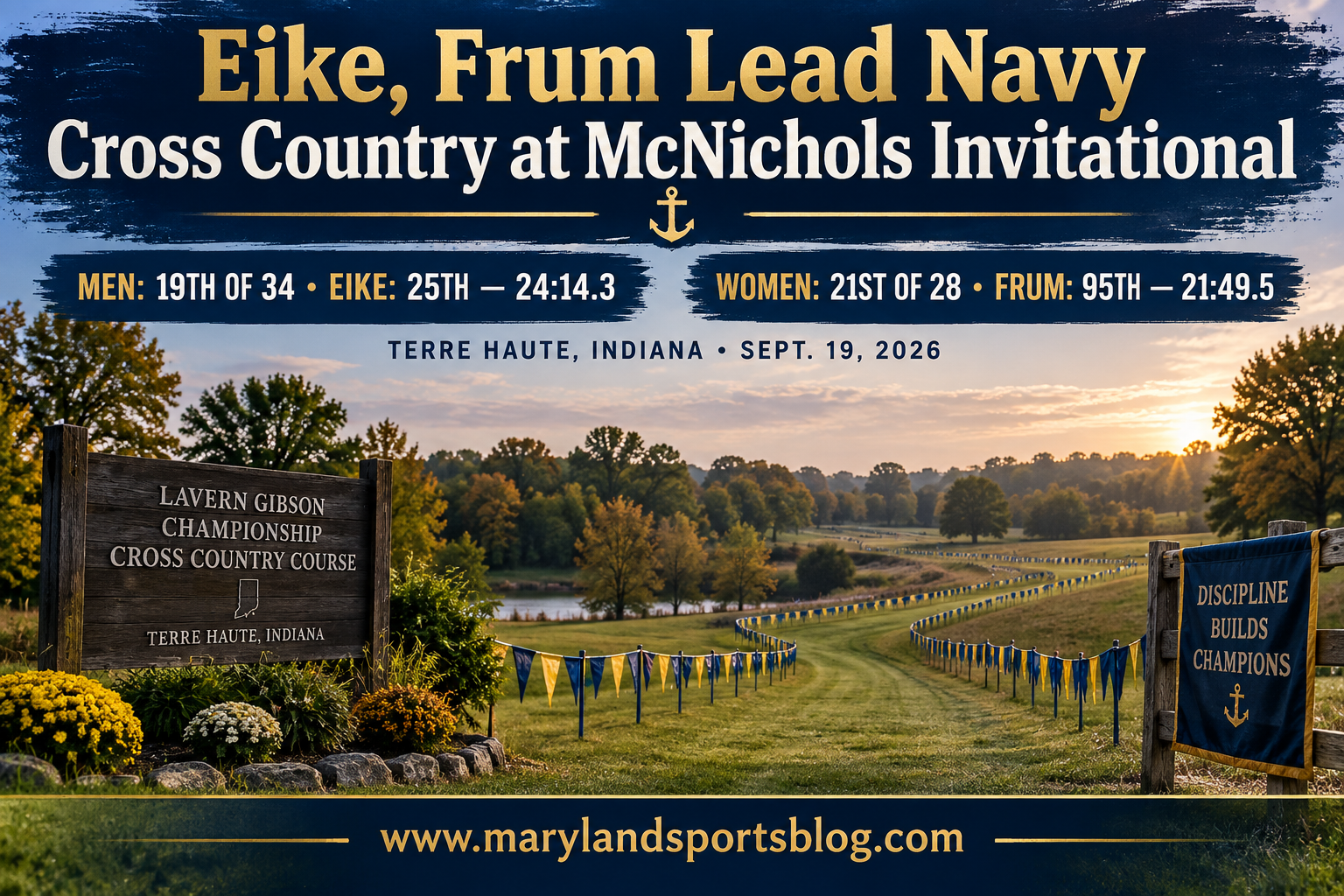 Eike, Frum Lead Navy Cross Country Against Loaded Field at McNichols Invitational