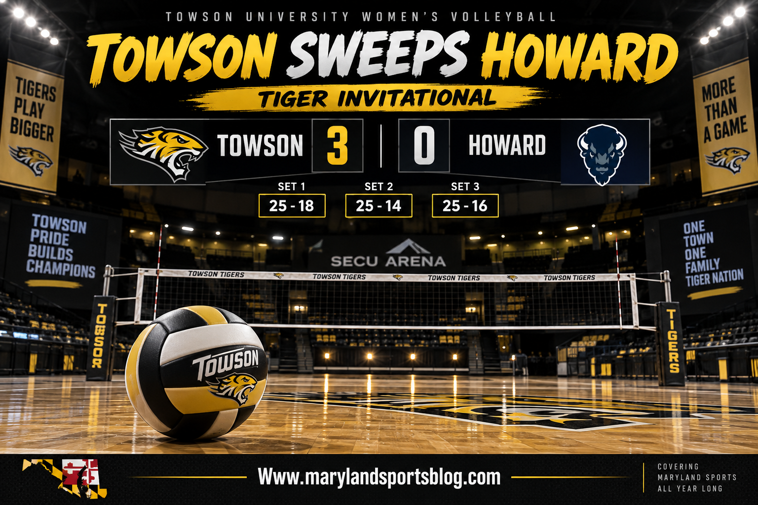 Towson Volleyball Sweeps Howard to Close Tiger Invitational on High Note