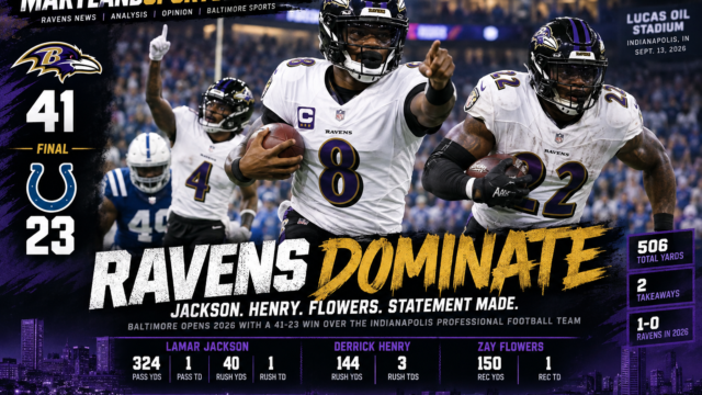 Ravens overpower Imdianapolis Professional Football team 41-23 as Jackson, Henry dominate season opener