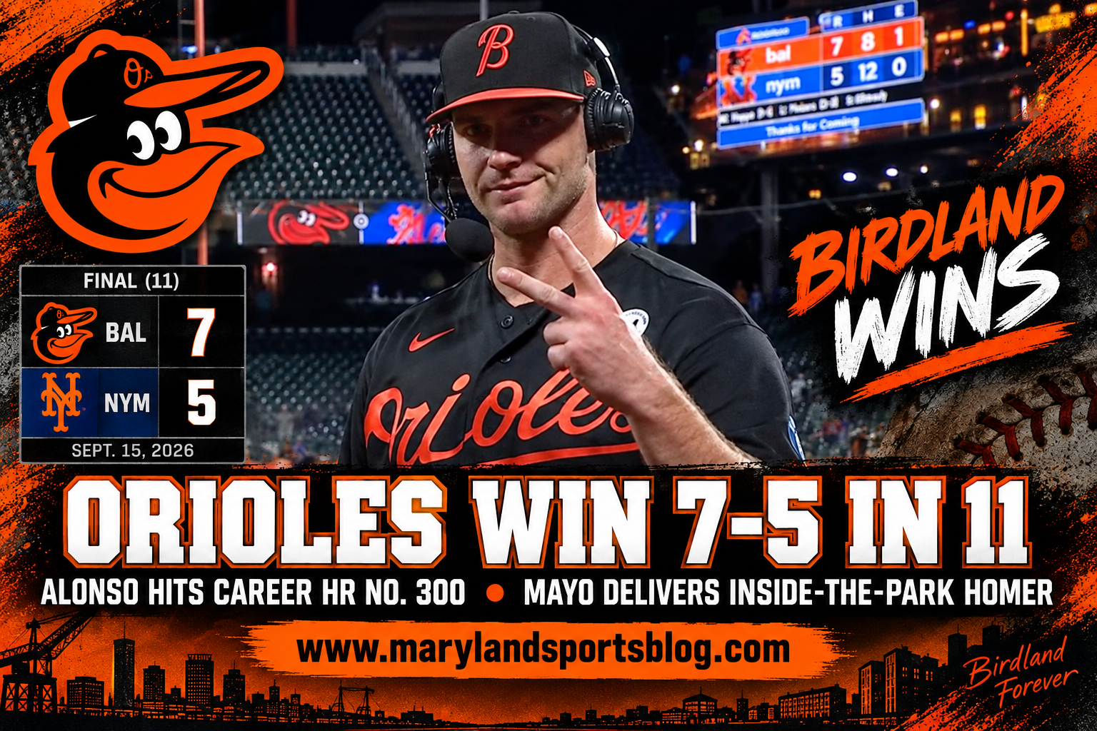 Orioles Rally Past Mets 7-5 in 11 Innings Behind Alonso Milestone, Mayo Inside-the-Park Homer