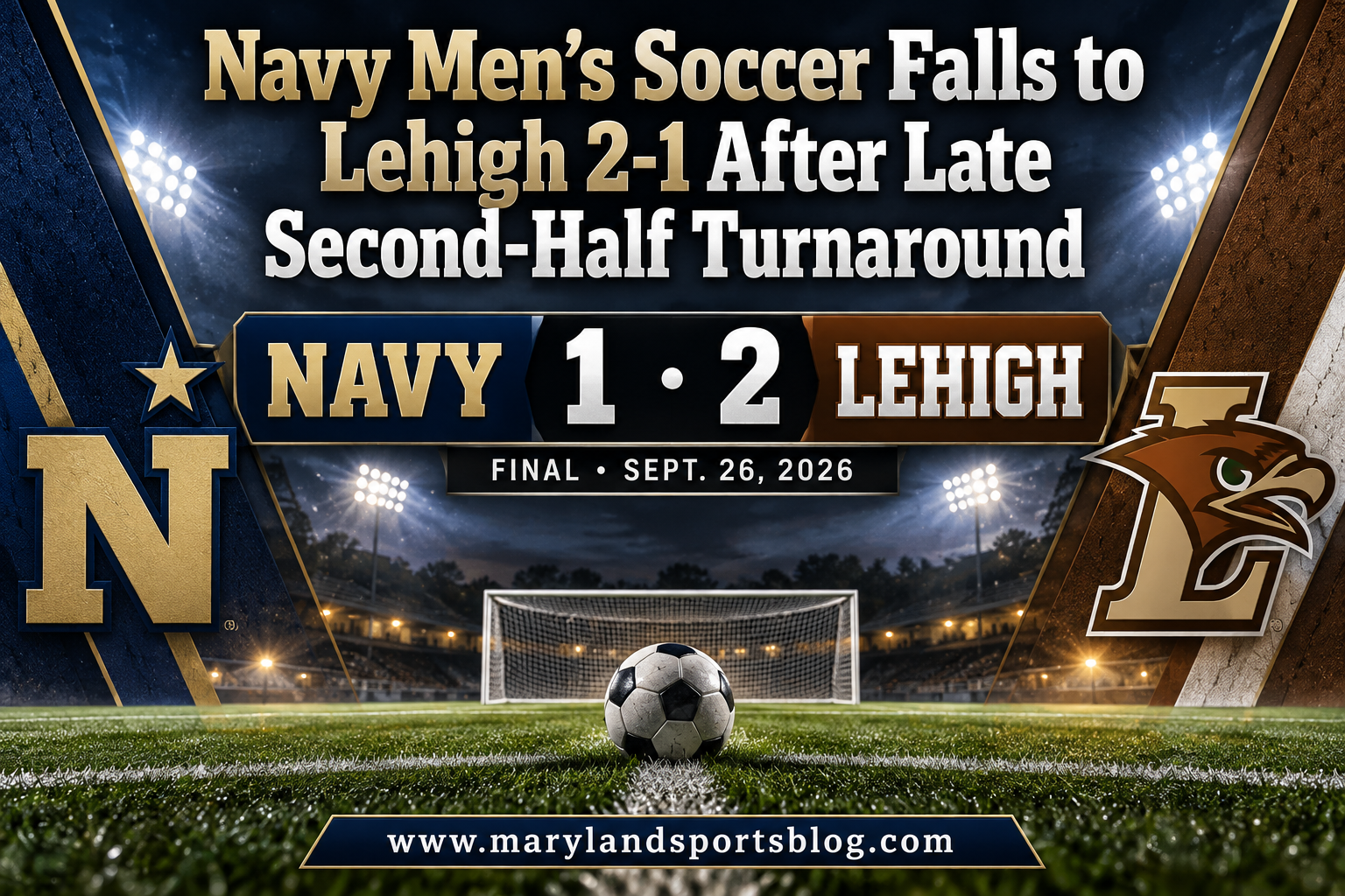 Navy Men’s Soccer Falls to Lehigh 2-1 After Late Second-Half Turnaround