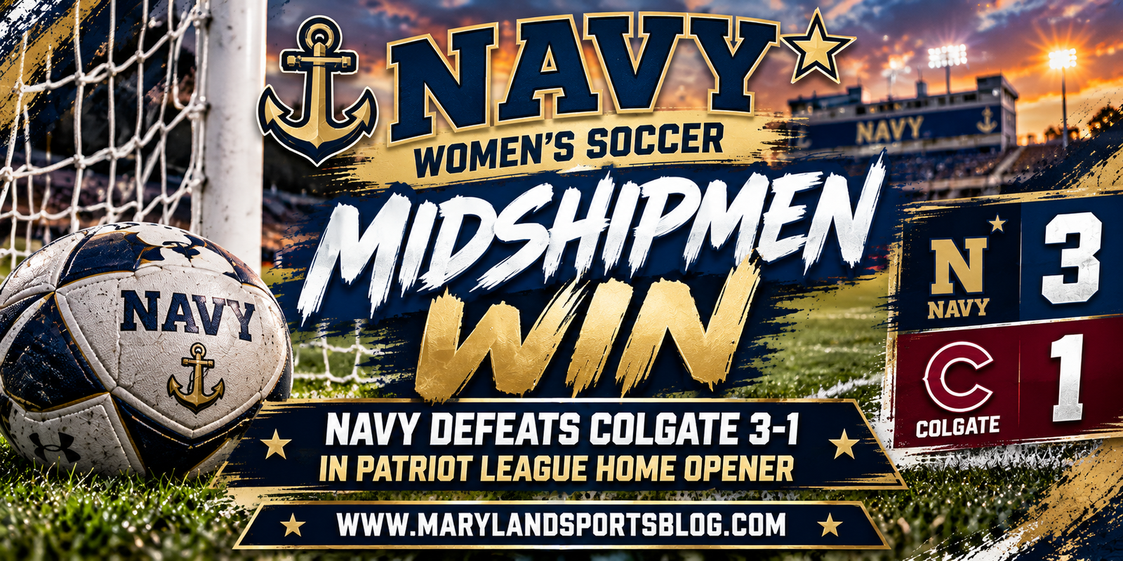 Navy Women’s Soccer Answers Colgate Equalizer in 34 Seconds, Rolls to 3-1 Patriot League Win