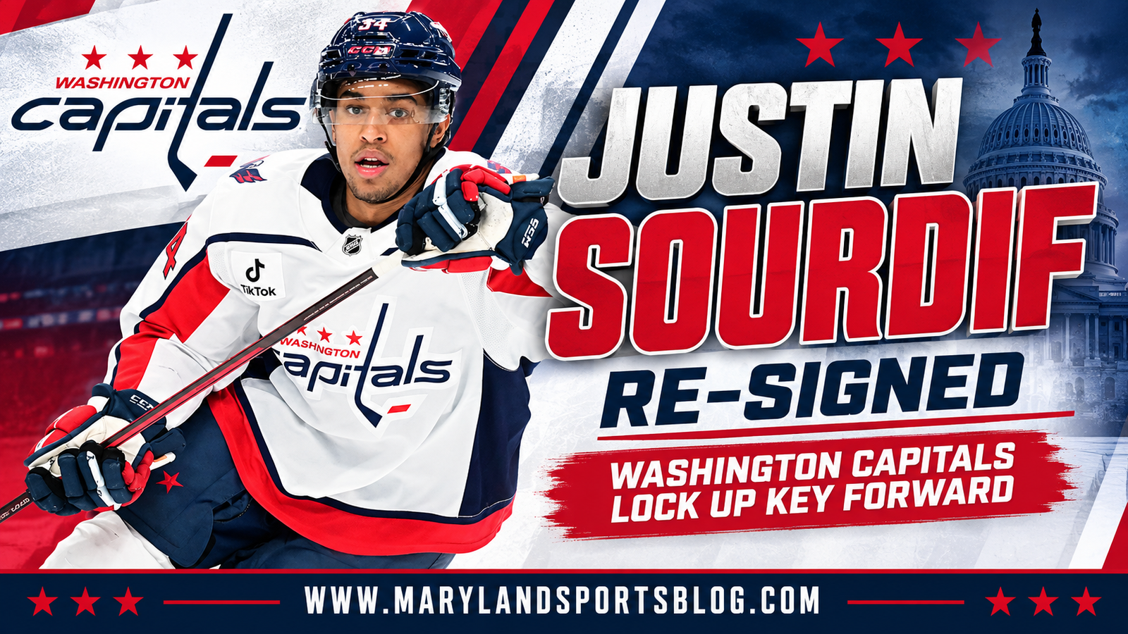 Capitals lock up Justin Sourdif with eight-year, $50.8 million extension