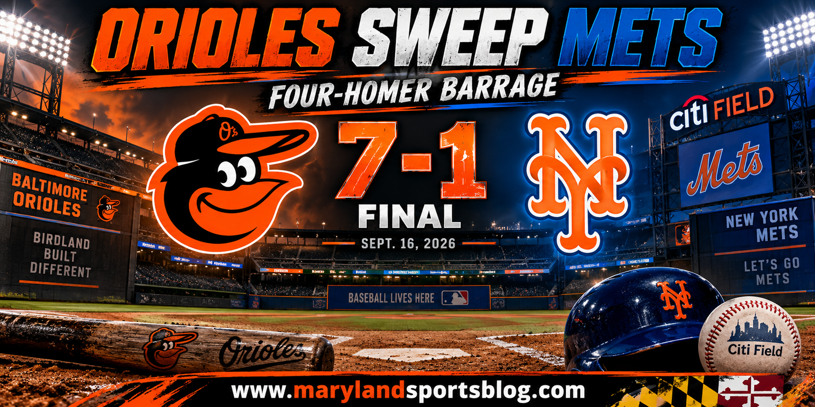 Orioles crush Mets 7-1, complete sweep behind four-homer barrage