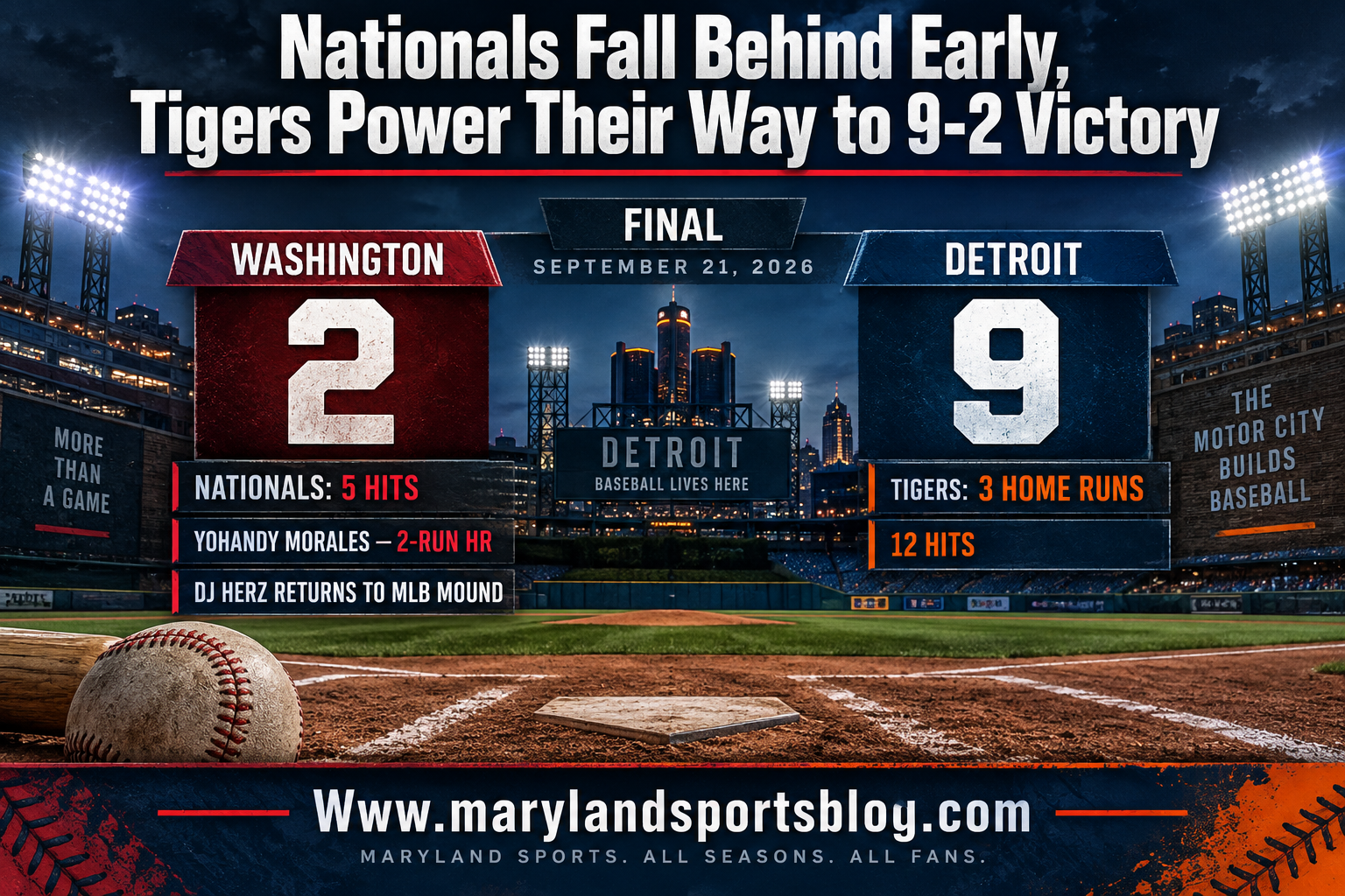 Nationals Fall Behind Early, Tigers Power Their Way to 9-2 Victory