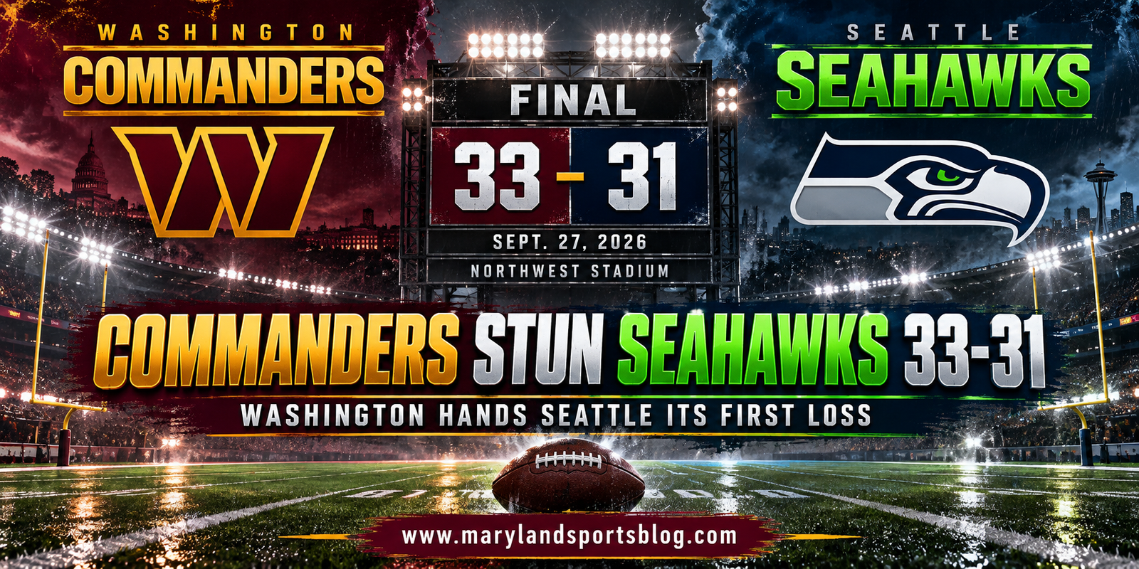 Commanders Shock Defending Champion Seahawks 33-31 Behind Mariota, Turnover-Hungry Defense
