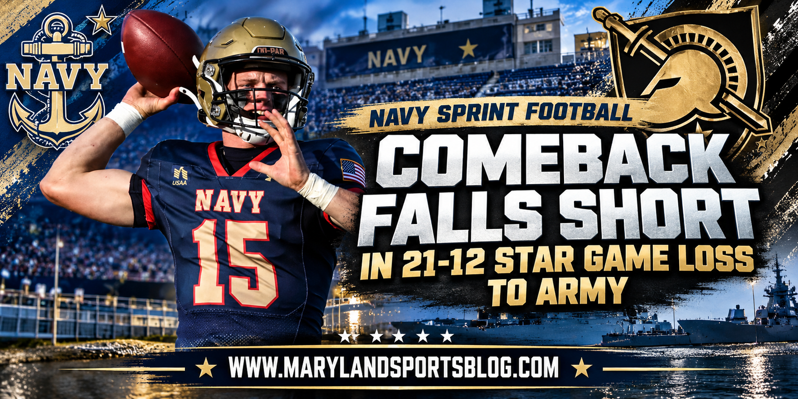 Navy Sprint Football’s Fourth-Quarter Comeback Falls Short in 21-12 Star Game Loss to Army