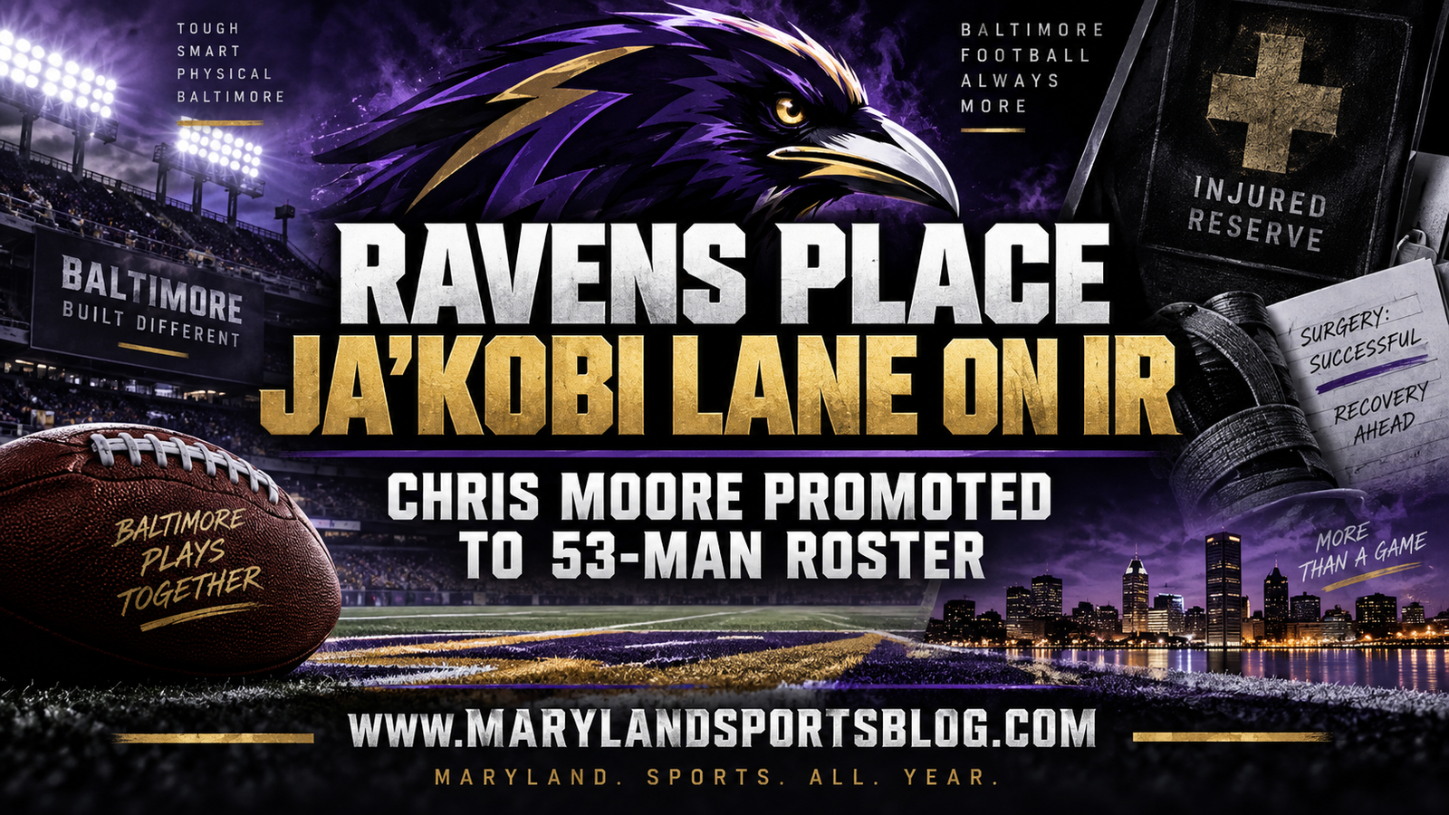 Ravens place Ja’Kobi Lane on injured reserve, promote Chris Moore to 53-man roster