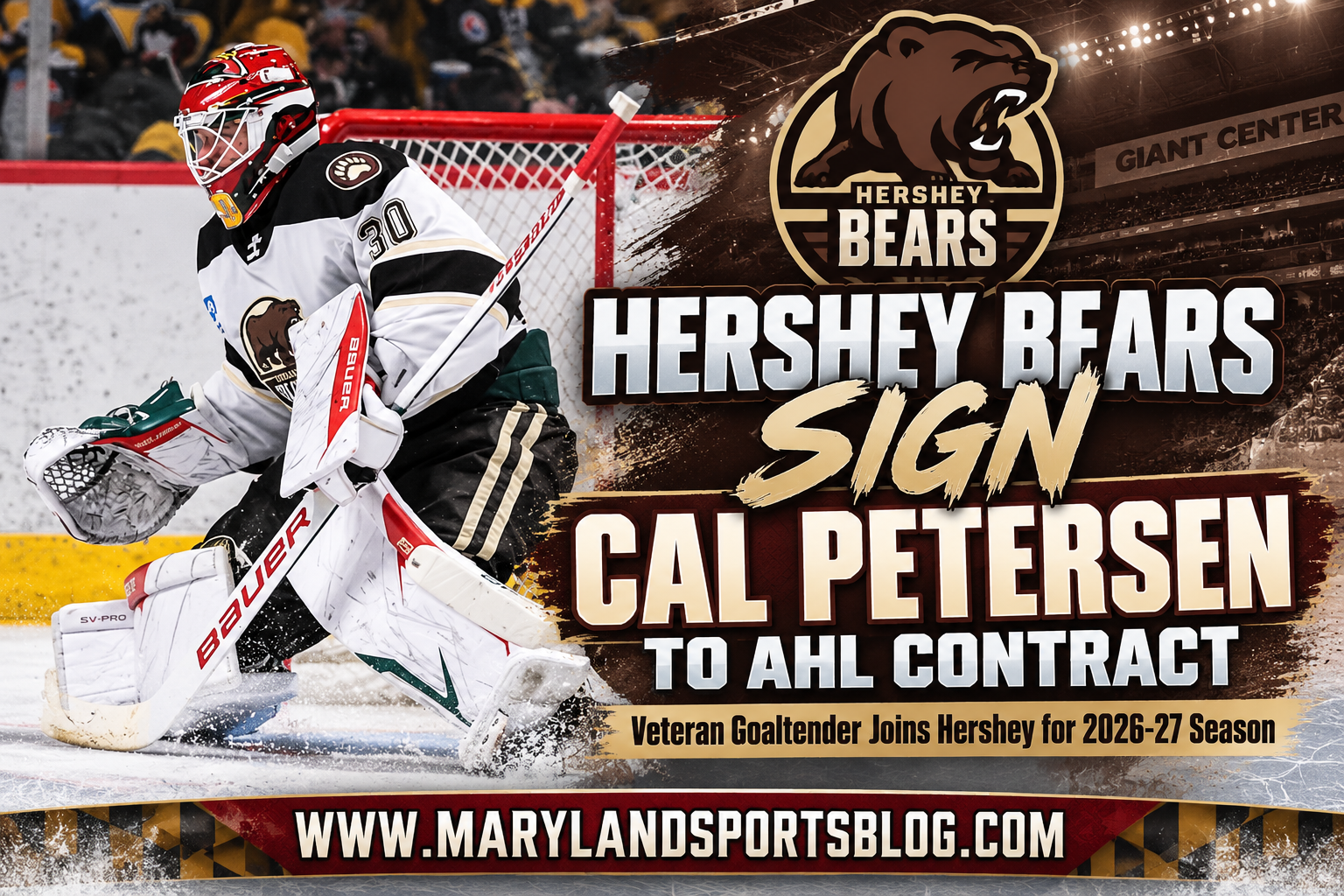 Hershey Bears Sign Veteran Goaltender Cal Petersen to AHL Contract