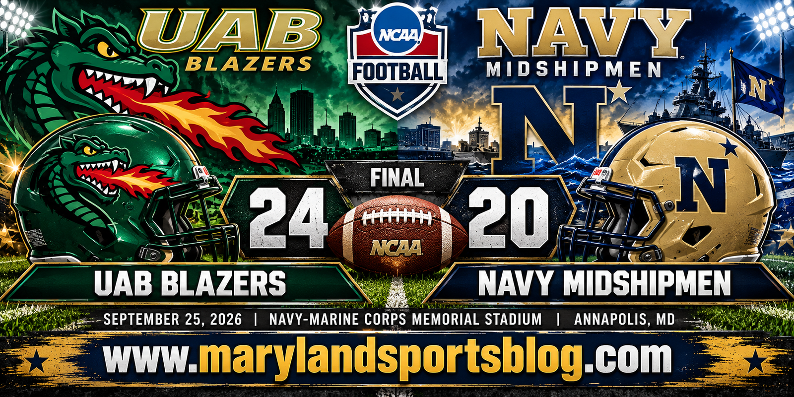 Fourth-Quarter Turnovers Doom Navy in 24-20 Loss to UAB