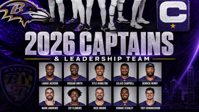 Ravens name five season-long captains, unveil 10-man leadership team for 2026