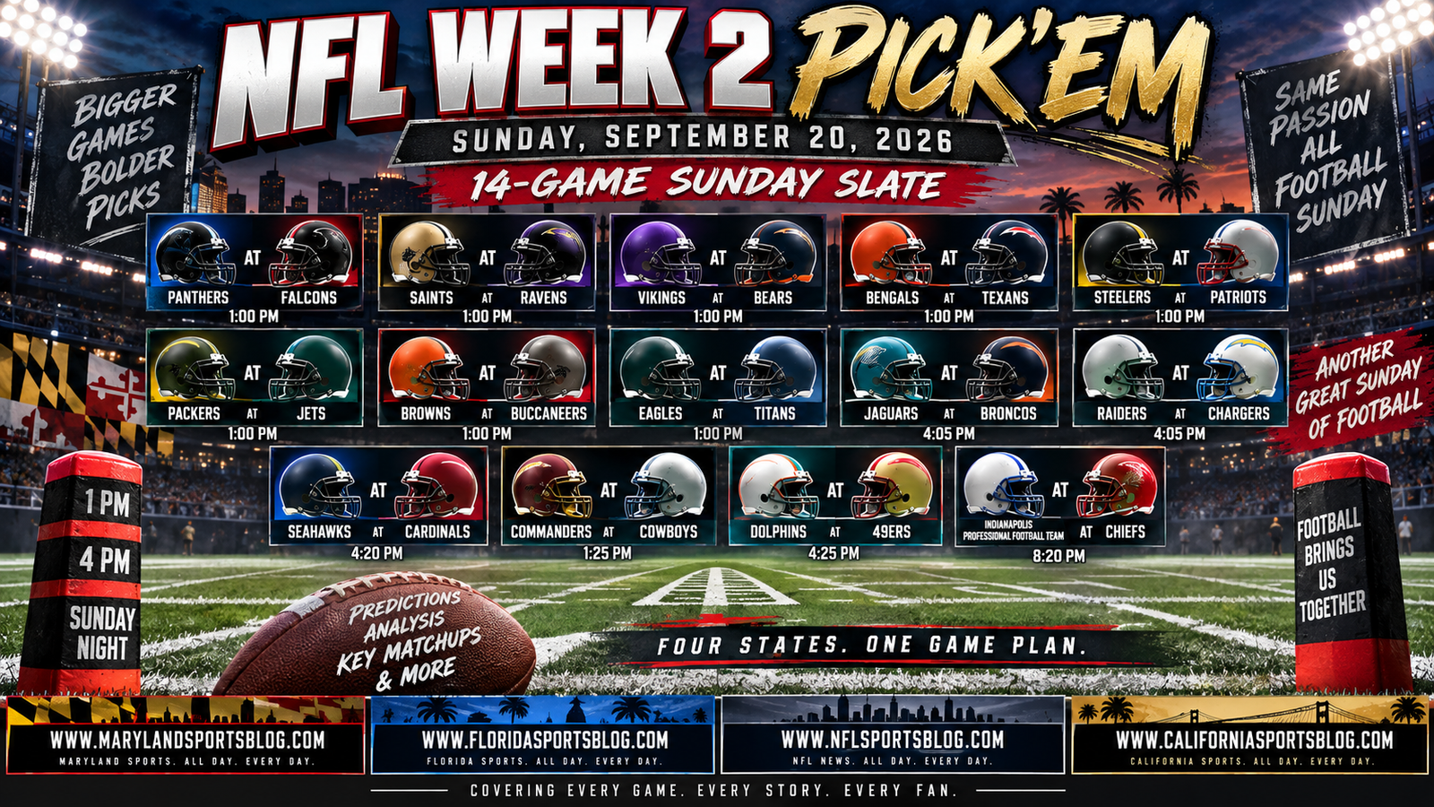 NFL Pick’em: Complete Sunday Preview and Predictions for Every Week 2 Game