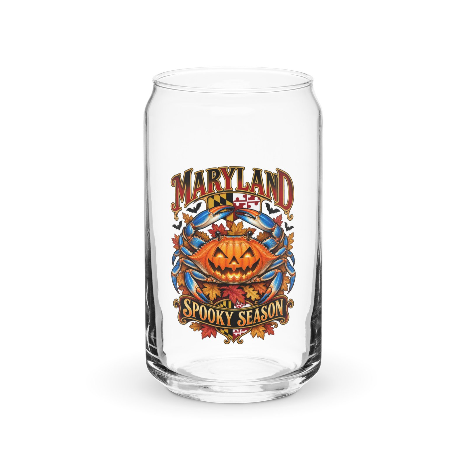 Maryland Halloween Spooky Season Crab Can-Shaped Glass 16 oz