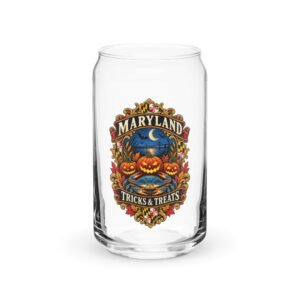 Maryland Halloween Tricks and Treats Pumpkin Crab Can-Shaped Glass 16 oz