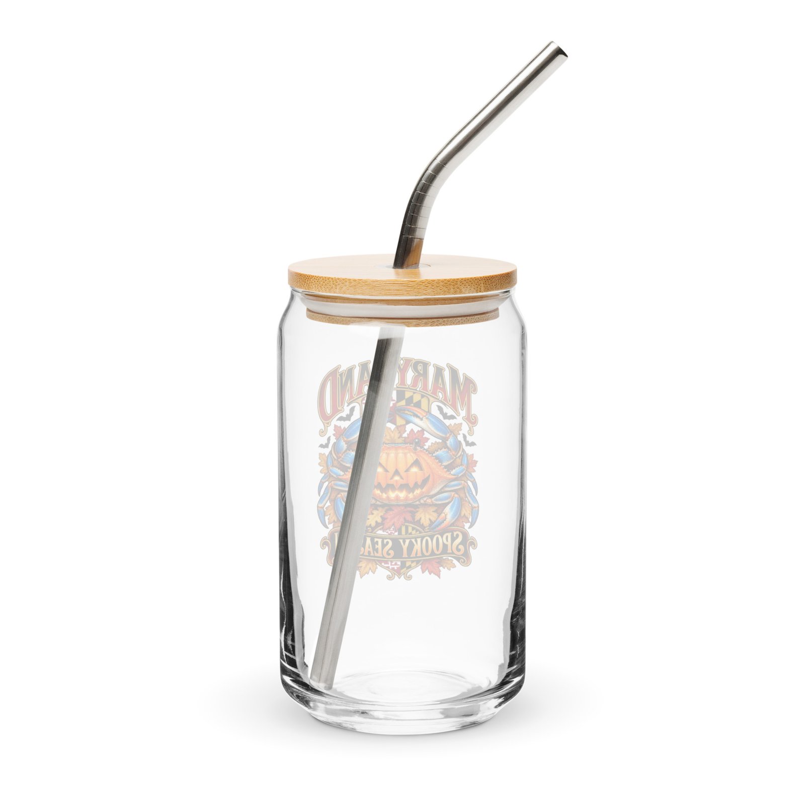 Maryland Halloween Spooky Season Crab Can-Shaped Glass 16 oz - Image 3